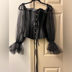 Black corset top with long sleeve